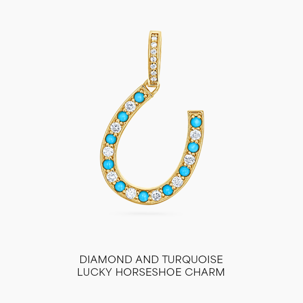 Diamond and Turquoise Lucky Horseshoe Charm