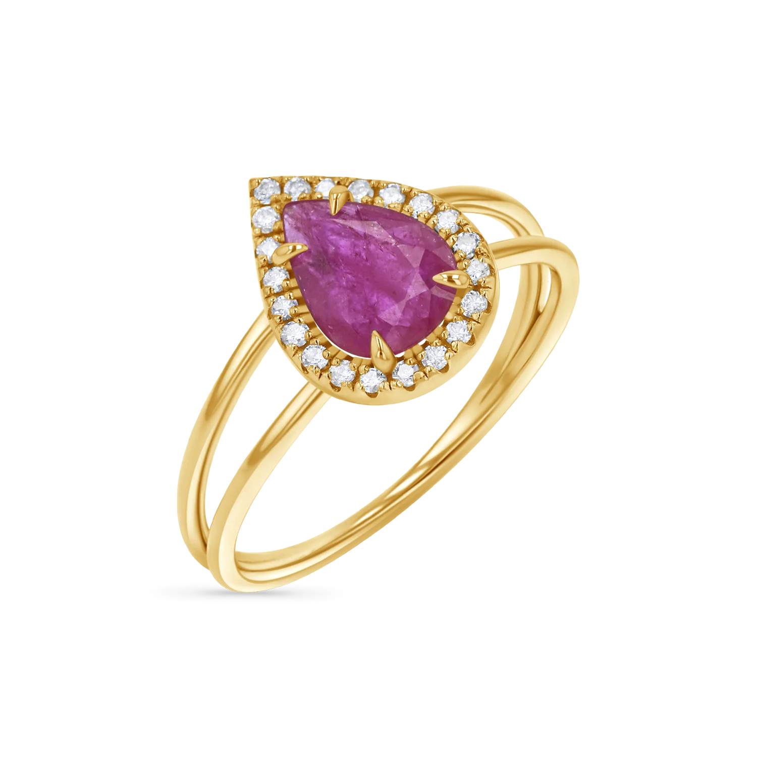 Image of Diamond Pave Teardrop Ruby Ring