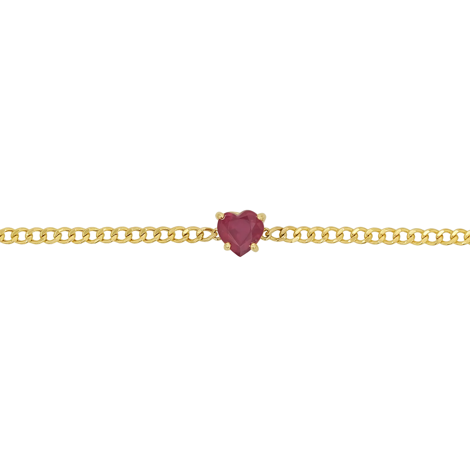 Image of Ruby Heart Cuban Link Bracelet