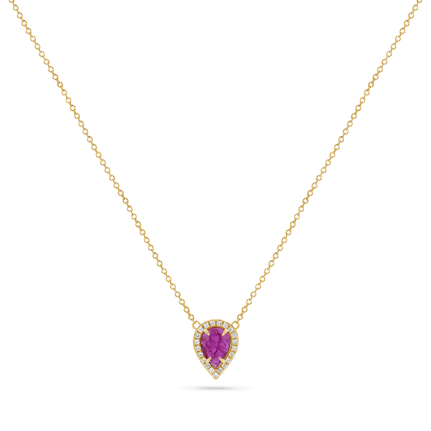 Image of Diamond Pave Ruby Solitaire Pendant