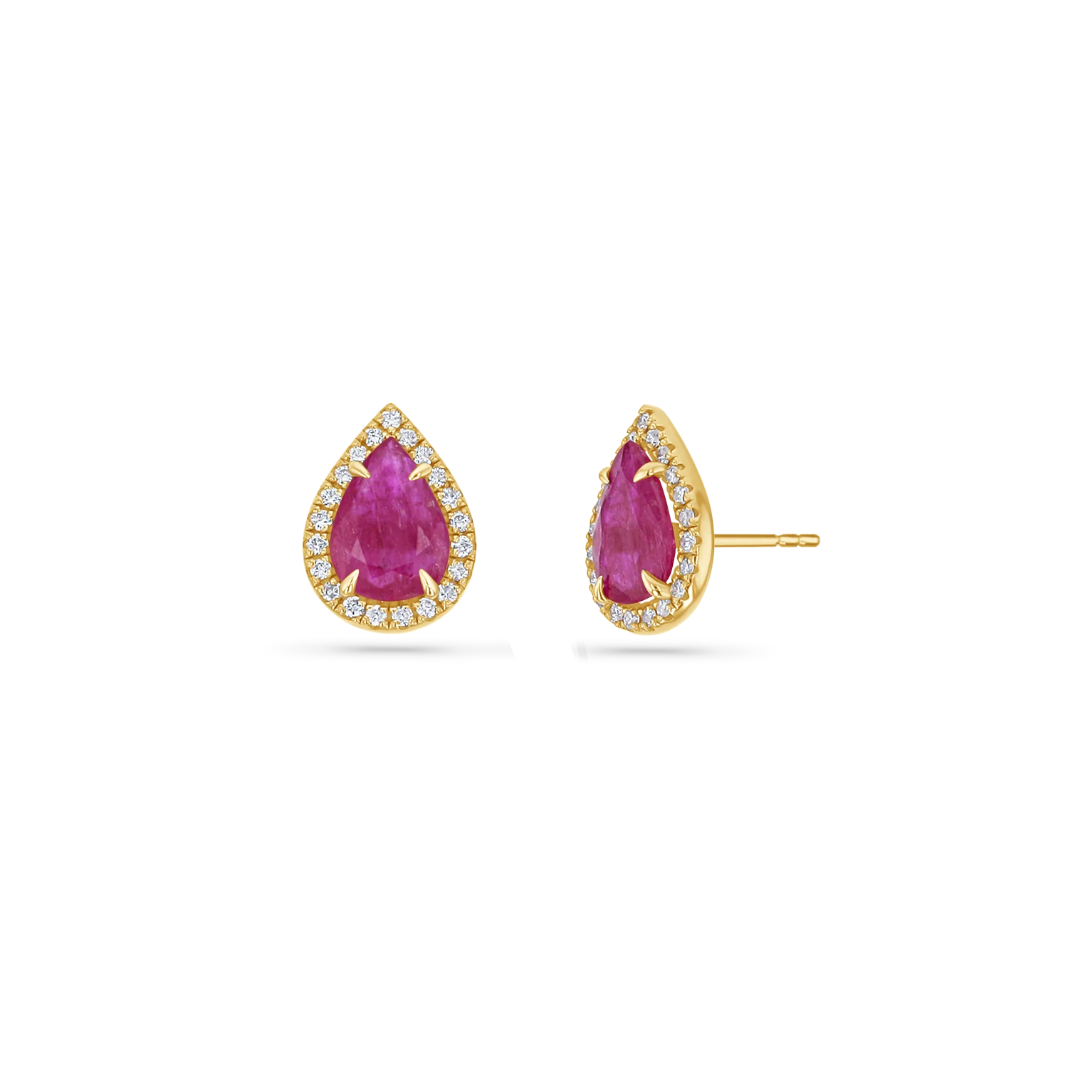 Image of Diamond Pave Teardrop Ruby Studs