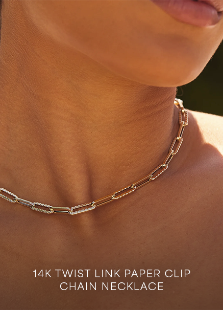 14K Twist Link Paper Clip Chain Necklace