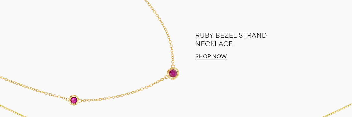 Ruby Bezel Strand Necklace