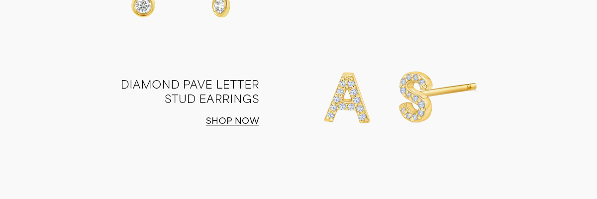 Diamond Pave Letter Stud Earrings