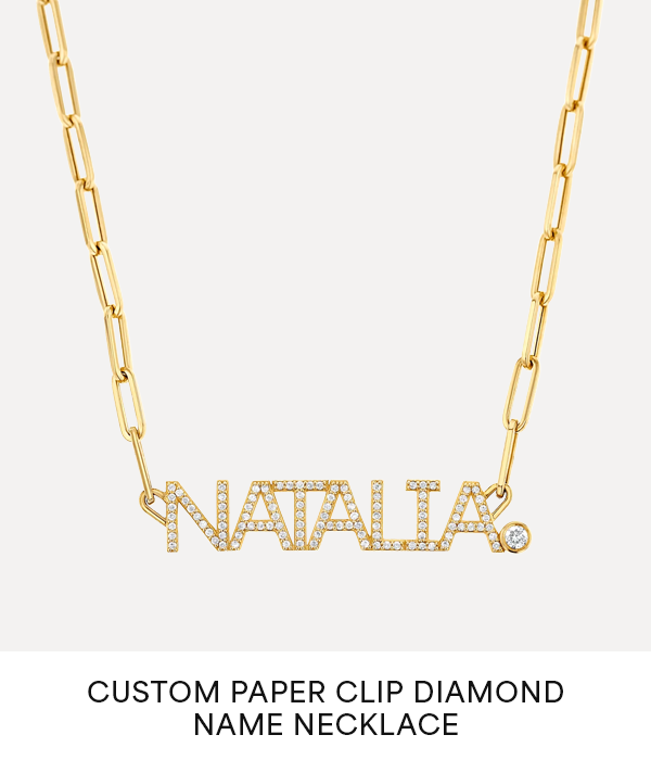 Custom Paper Clip Diamond Name Necklace