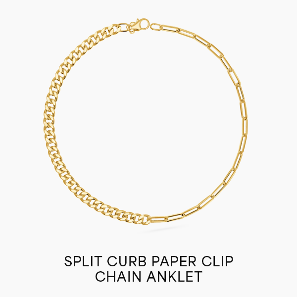 Split Curb Paper Clip Chain Anklet