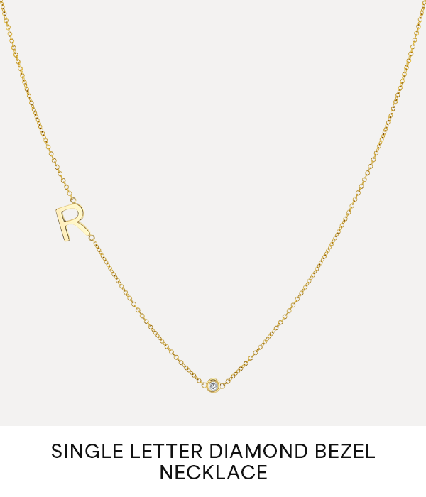Single Letter Diamond Bezel Necklace