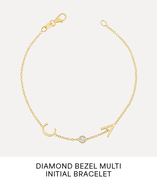 Diamond Bezel Multi Initial Bracelet