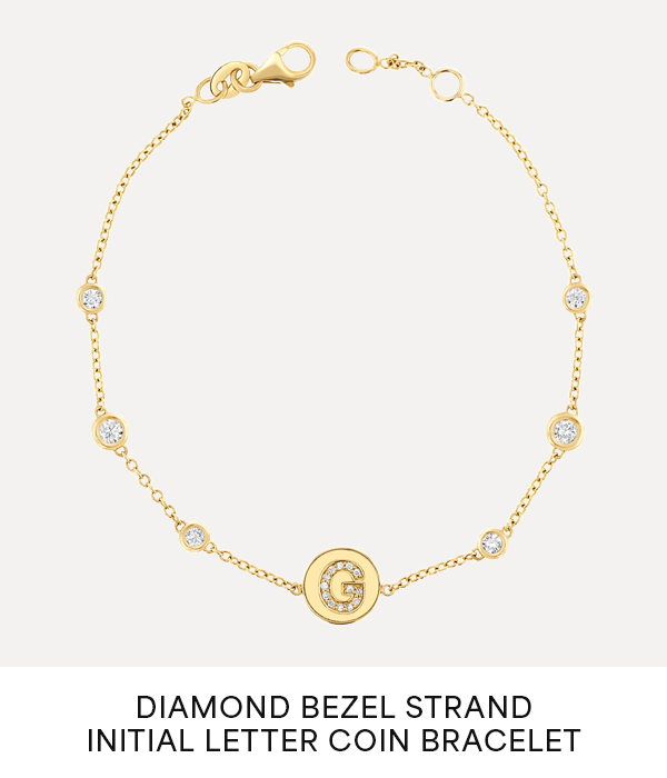 Diamond Bezel Strand Initial Letter Coin Bracelet