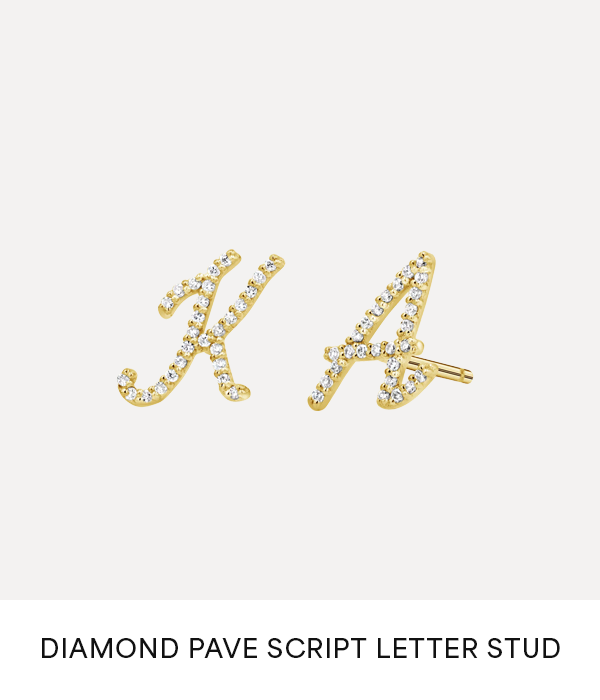 Diamond Pave Script Letter Stud