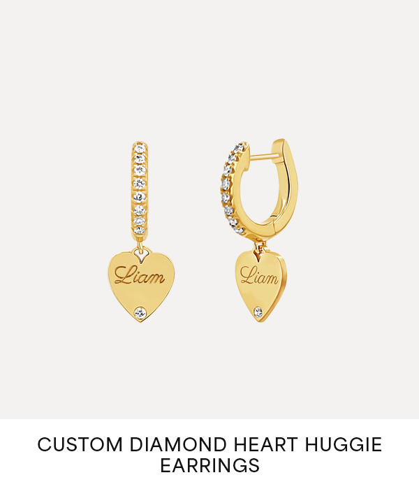 Custom Diamond Heart Huggie Earrings