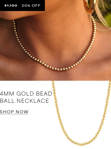 4mm Gold Bead Ball Necklace