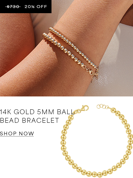 14K Gold 5mm Ball Bead Bracelet
