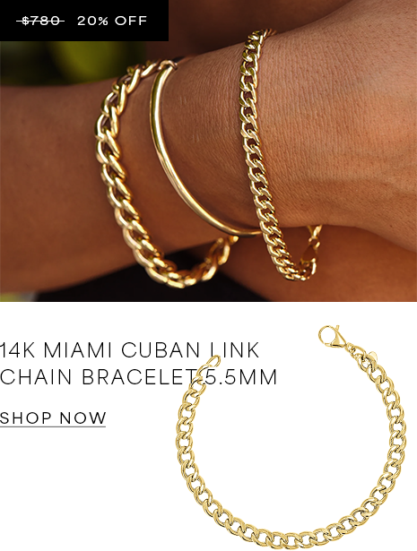 14K Miami Cuban Link Chain Bracelet 5.5mm