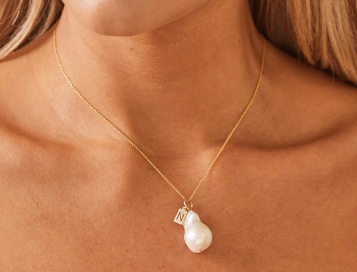 Personalized Baroque Pearl Initial Charm