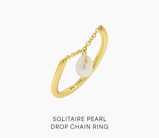 Solitaire Pearl Drop Chain Ring