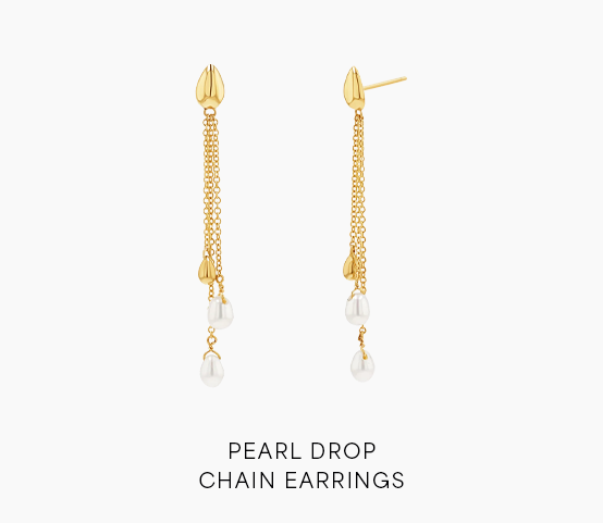 Pearl Drop Chain Earrings