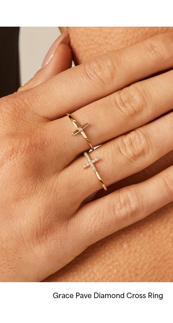 Grace Pave Diamond Cross Ring