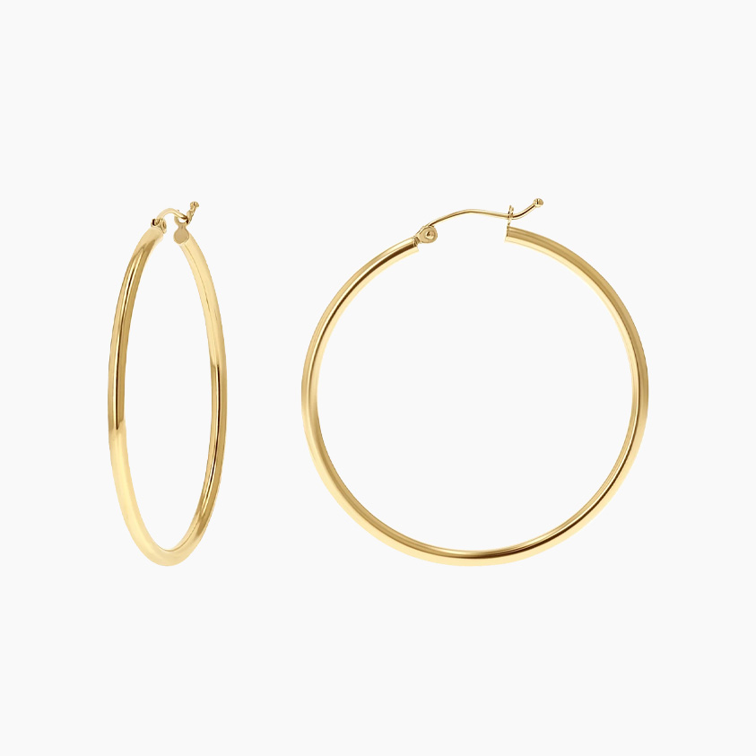 Gold Tube Hoop Earrings