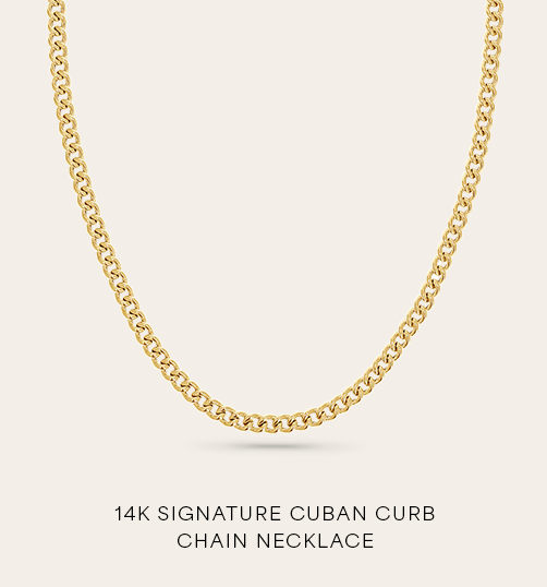 14K Signature Cuban Curb Chain Necklace