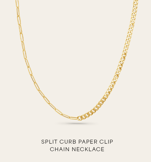 Split Curb Paper Clip Chain Necklace