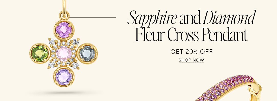 Sapphire and Diamond Fleur Cross Pendant