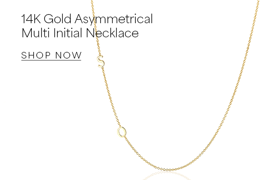 14K Gold Asymmetrical Multi Initial Necklace