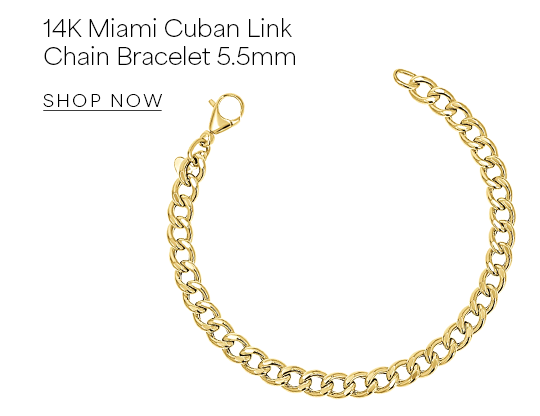 14K Miami Cuban Link Chain Bracelet 5.5mm