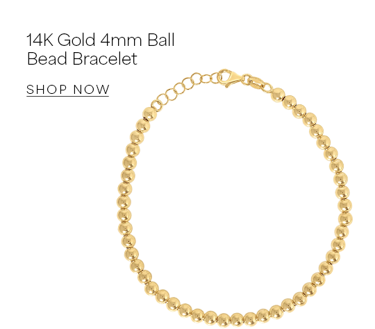 14K Gold 4mm Ball Bead Bracelet
