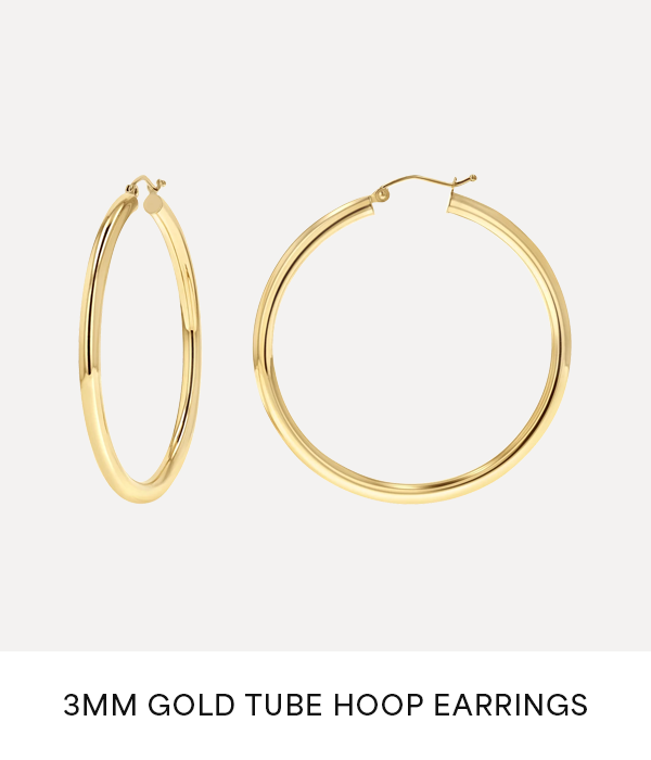 3mm Gold Tube Hoop Earrings
