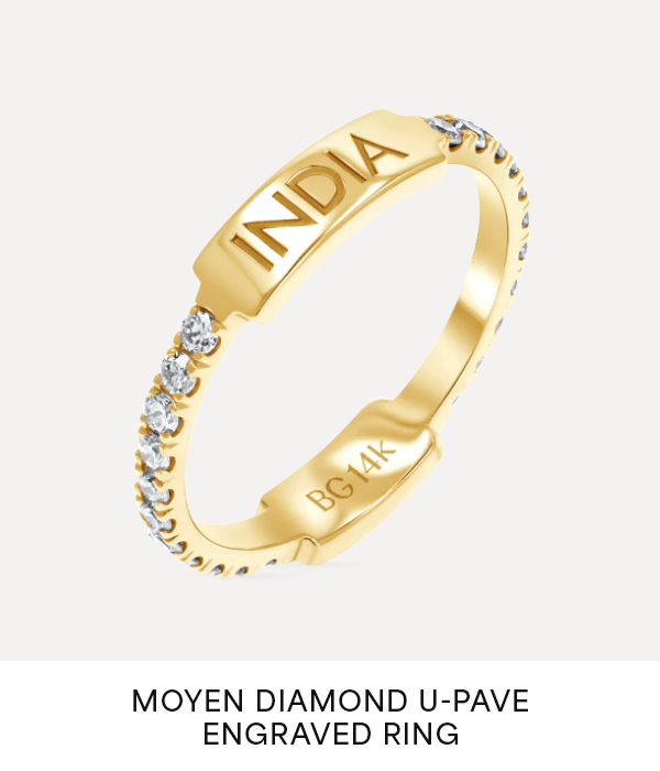 Moyen Diamond U-Pave Engraved Ring