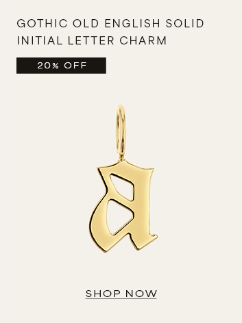 Gothic Old English Solid Initial Letter Charm