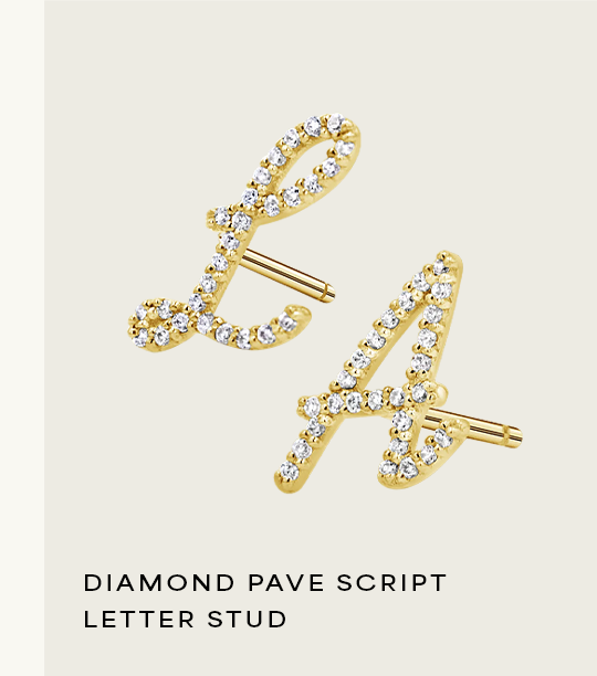 Diamond Pave Script Letter Stud