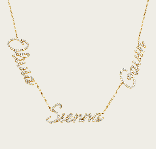 Multi Diamond Custom Script Name Necklace