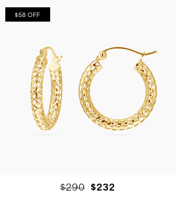 Mesh Diamond Cut Hoops