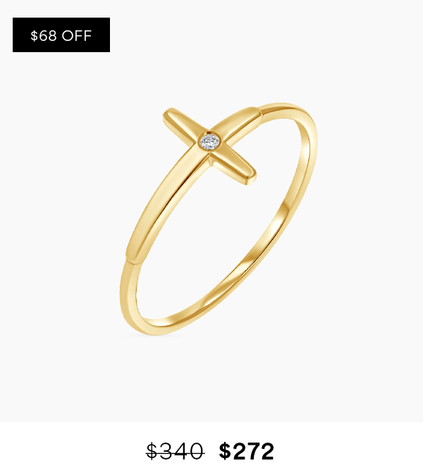 Sculptural Diamond Center Cross Ring