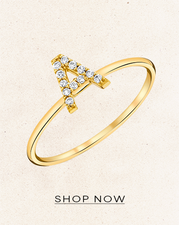 Diamond Pave Letter Ring