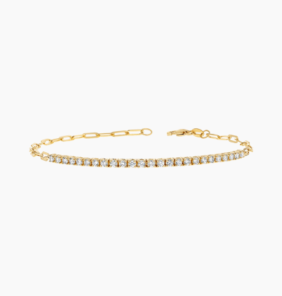 Diamond Tennis Bracelet Paper Clip Link