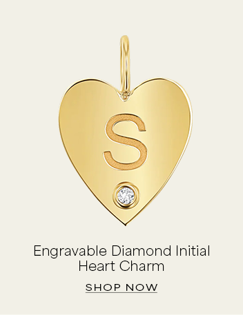 Engravable Diamond Initial Heart Charm