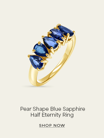 Pear Shape Blue Sapphire Half Eternity Ring