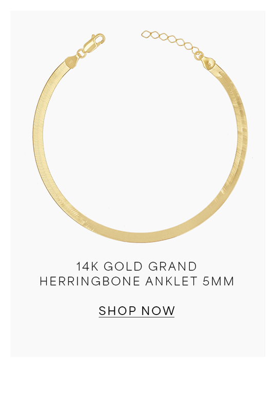 14K Gold Grand Herringbone Anklet 5mm