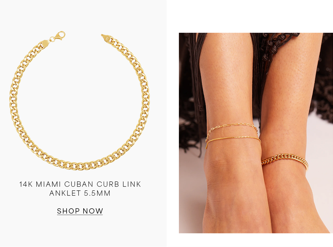 14K Miami Cuban Curb Link Anklet 5.5mm