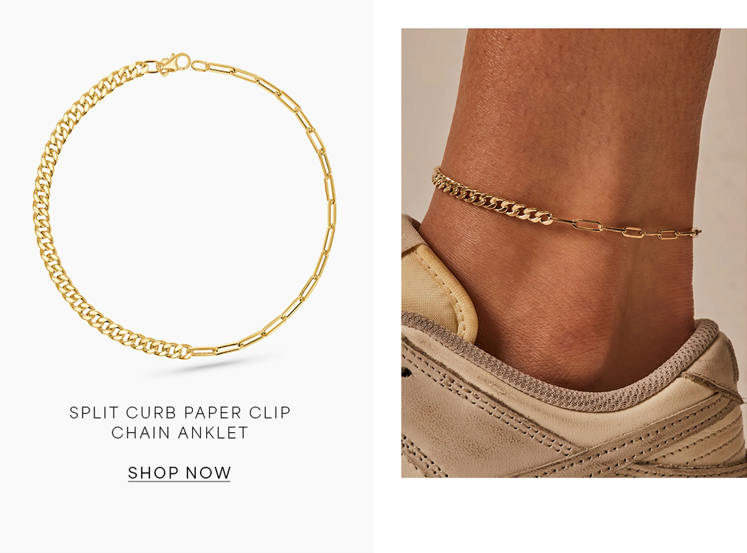 Split Curb Paper Clip Chain Anklet