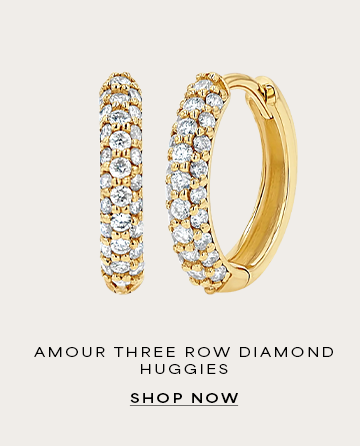 Amour Three Row Diamond Huggies