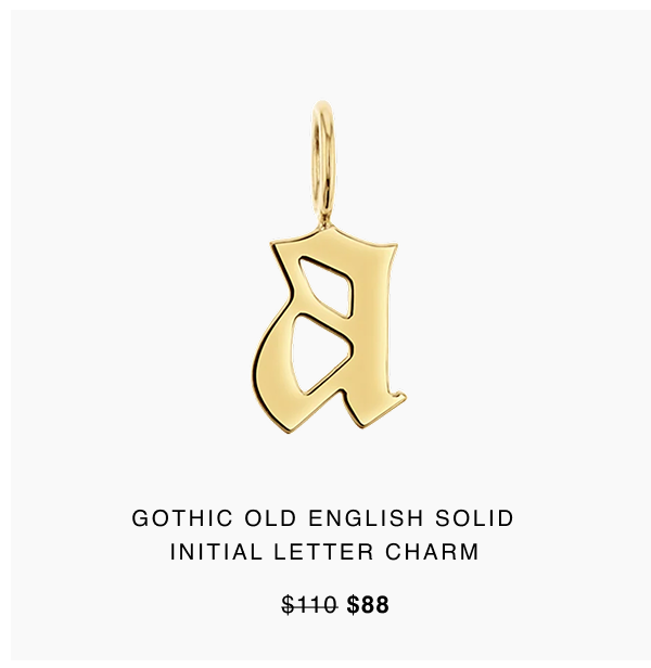 Gothic Old English Solid Initial Letter Charm