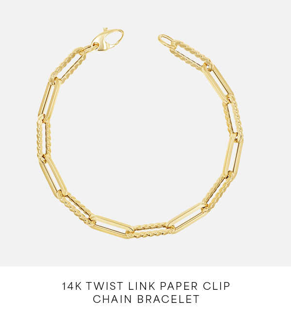 14K Twist Link Paper Clip Chain Bracelet