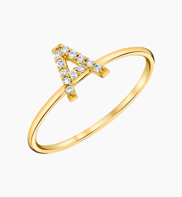 Diamond Pave Letter Ring