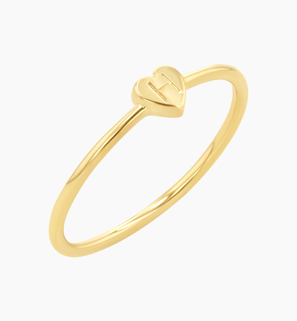 Engravable Letter Heart Stacking Ring