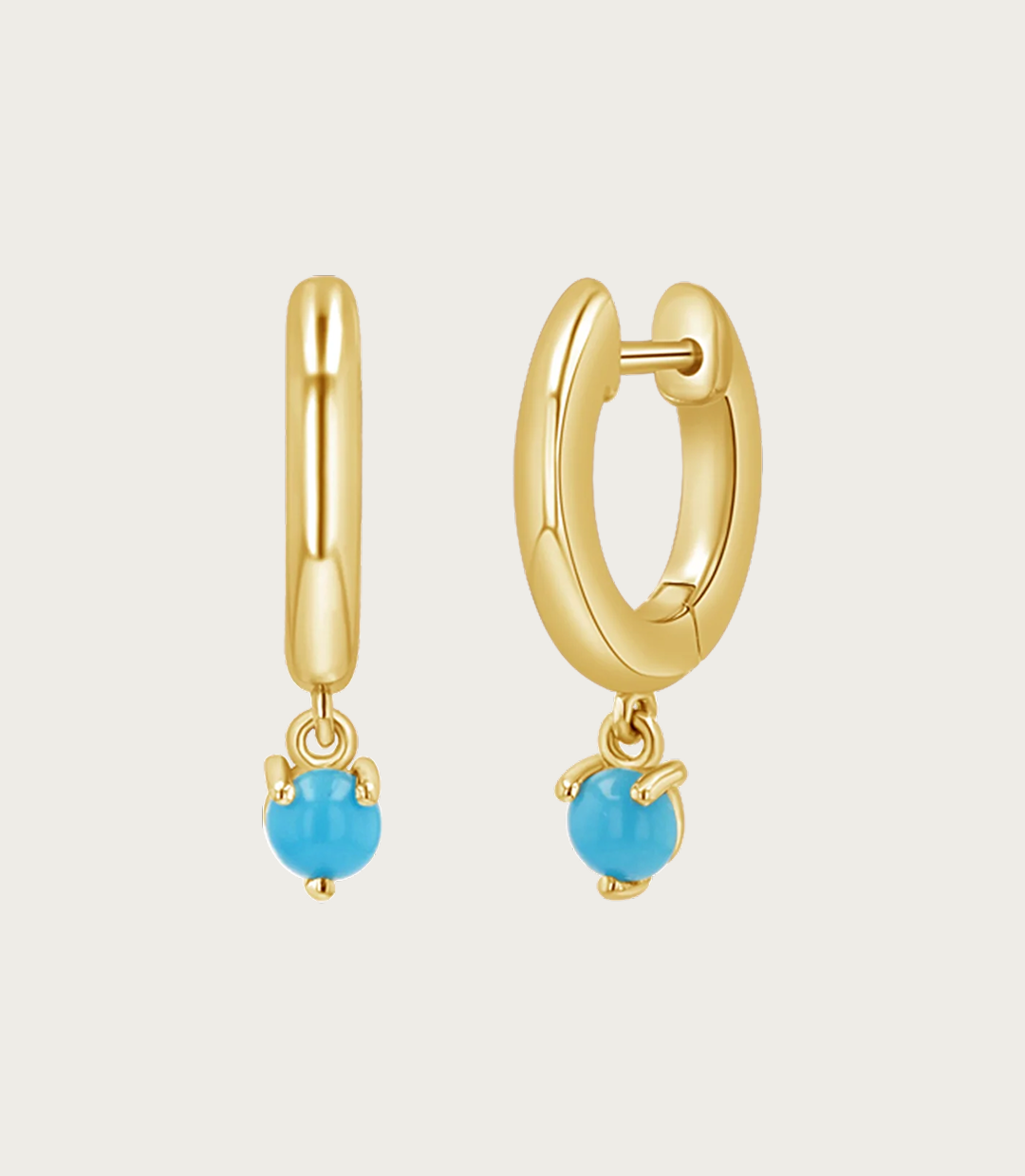 Turquoise Charm Drop Huggies