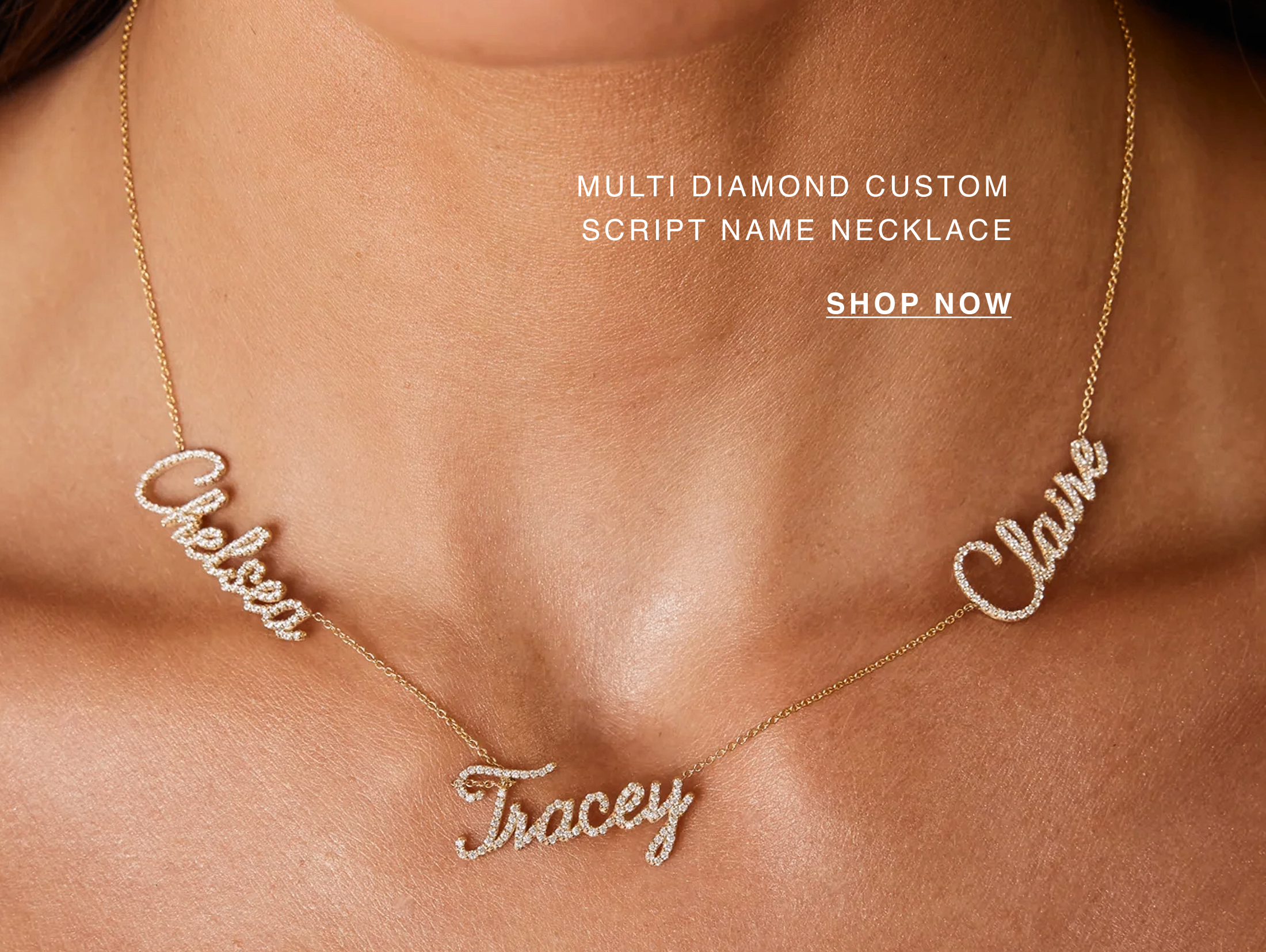 Multi Diamond Custom Script Name Necklace
